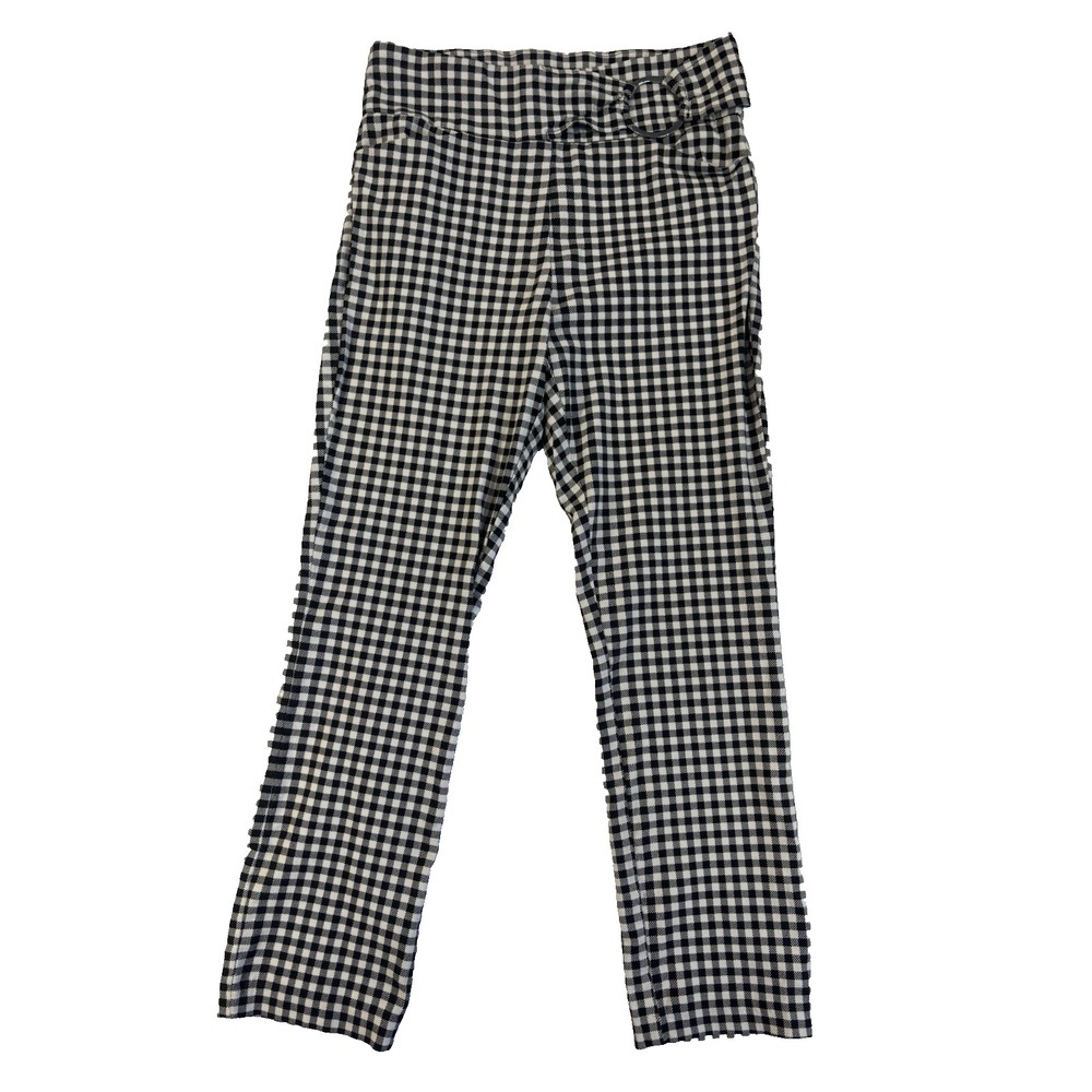 Maurice's Women's Small Black Check Knit Ankle Pants Preppy Summer Academia